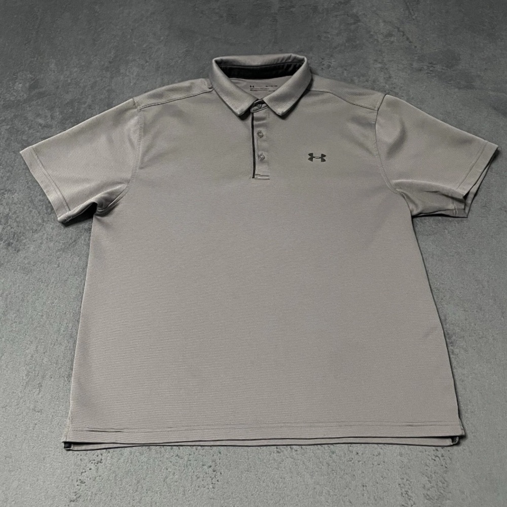 Under Armour Polo Shirt Mens XL Gray Tech Golf Performance Loose Fit 1290140